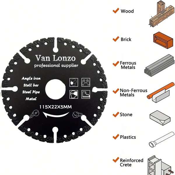 1pc Professional Metal Cutting Diamond Slice, 115*22*5/125*22*5 Multifunctional Cutting Disc For Steel, Metal, Stone, Marble, Iron, Aluminum, Concrete - High-Efficiency Diamond Saw Slice