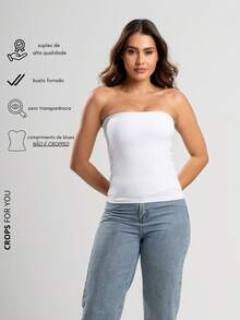 Strapless Blouse With Lined Bust - trắng - Xem 2