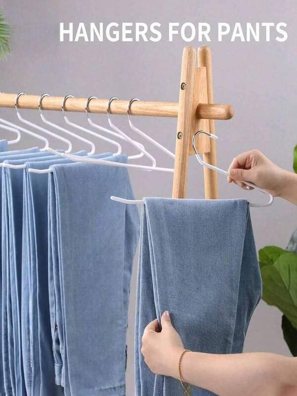 20pcs/10pcs/1pc Non-Slip Pants Hangers, Open Style For Pants And Jeans - Space Saving Hangers - Heavy Duty Metal Trouser Hangers