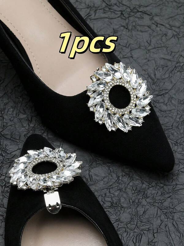 1 Peça Decoração de Sapato de Vidro de Cristal Destacável com Strass, Fivela de Metal Acessório para Sandálias, Acessórios Decorativos para Sapatos