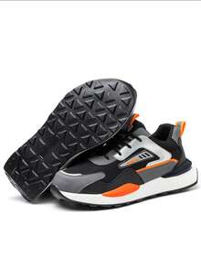 Men's Summer Breathable Steel Toe Work Safety Shoes - Anti-Smash, Anti-Puncture, Comfortable, Anti-Odor, For Construction Sites - Grey - View 10