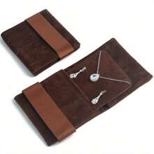 1pc Velvet Jewelry Organizer Bag, Square Shape With Buckle Closure, Portable Necklace Earrings Rings Storage, Multipurpose Use, Jewelry Rolls