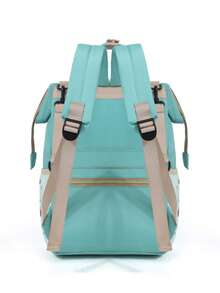 1pc Fashionable Mummy Backpack, Large Capacity Diaper Bag, Portable Maternity & Baby Bag, Can Be Hung On Stroller - Green - View 5