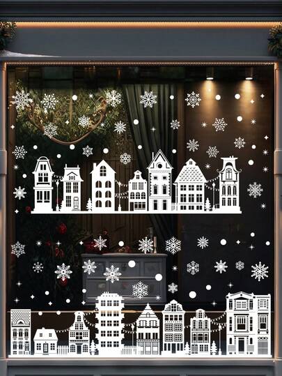 圣诞雪花装饰静电窗贴，适用于家庭、商店、办公室、派对装饰圣诞装饰圣诞装饰圣诞装饰家居圣诞装饰