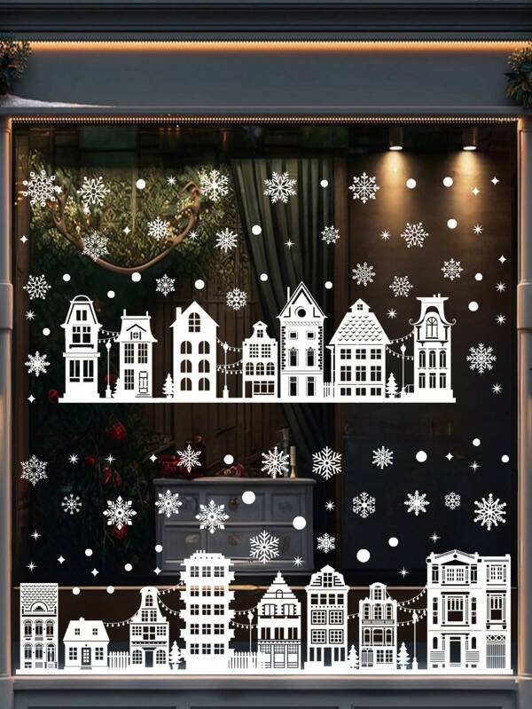ملصقات نافذة ذات تأثير لاصق لزخارف الثلج الخاصة بعيد الميلاد، مناسبة للمنزل والمتجر والمكتب وديكور حفلات عيد الميلاد، ديكورات عيد الميلاد، ديكور المنزل في عيد الميلاد