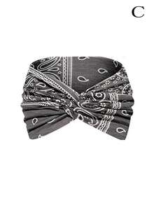 4 件套新款女士瑜伽头带，腰果花印花交叉头巾，时尚发饰优雅发带，学校用品，大学