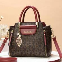 Women Crossbody - 咖啡拼酒紅 - 查看 4