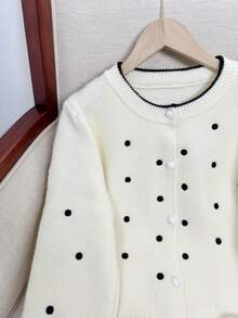 French Soft & Round Neck Polka Dot Sweater, New Autumn/Winter Design For Fashionable Ladies