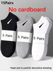 15 pares de calcetines unisex, calcetines deportivos, calcetines de moda, calcetines cortos blancos/negros/grises, estilo simple de unicolor, apropiados para uso casual diario