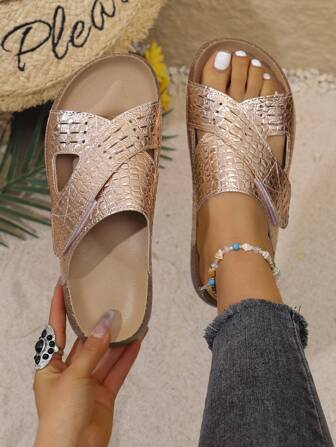 New Women's Fashion Beach Holiday Orthotic Slide Sandals, Lightweight Sports Yoga Mat Slippers With Thick Cushion, Comfortable Plantar Fasciitis Arch Support