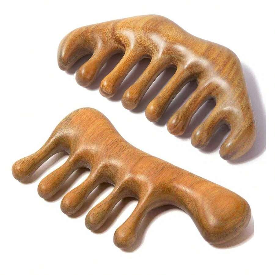 Loc Comb For Sisterlocks, 2 Pack Wooden Scalp Massager ForMassage, Scalp Comb GuaTool - Green Sandalwood - Nhiều màu - Xem 1