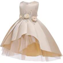 Girls Satin Gowns Elegant Special Occasion Dresses For 2-10 Years Old Birthday Wedding Party Formal Wear - 香檳色 - 查看 2