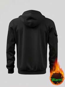 男士休闲半拉链连帽抓绒卫衣，户外徒步简约时尚连帽衫，秋冬款