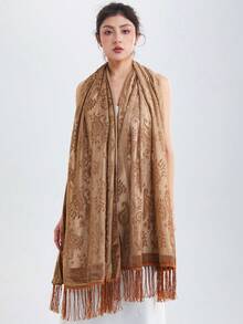 1 Stück Samt Schal mit Blumen Spitze Paisley Muster, modischer Party Schal, warmer Quasten Schal - Verschiedenfarbig - Übersicht 10