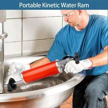 Portable High Pressure Kinetic Toilet Plunger Air Drain Blaster Pump For Bath Toilets Bathroom Shower Kitchen Clogged Pipe Red - Red - View 5
