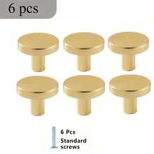 6pcs Modern Matte Black And Gold Knobs Aluminum TBar And