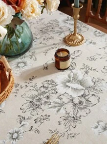 1 件复古黑白花卉流苏桌布，用于咖啡桌、床头柜、家居装饰的装饰罩，适用于餐厅、聚会、晚餐、节日派对、宴会、野餐和露营，四季皆宜