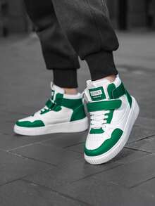 1 双儿童春秋中帮休闲帆布运动鞋，经典撞色，返校必备，可调节钩环，易于穿着，适合日常穿着，滑板运动