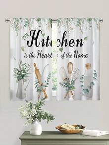 2 件植物印花厨房窗帘，无孔窗帘，短窗帘，适用于卧室办公室厨房客厅书房家居装饰 - 彩色 - 查看 6