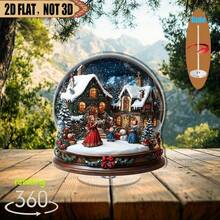 Globe de neige plat 2D rotatif en acrylique - flocons de neige paisibles, maison et bonhomme de neige, base 360°, idéal pour les cadeaux de fêtes, les célébrations saisonnières et la décoration de la maison pour les fêtes, plat 2D, cadeau de Noël, décoration de Noël, décoration de table