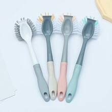 1pc Multi-Purpose Kitchen Cleaning Brush With Long Handle - Durable Plastic, Ideal For Pots, Dishes & Household Surfaces - Multicolor - View 6