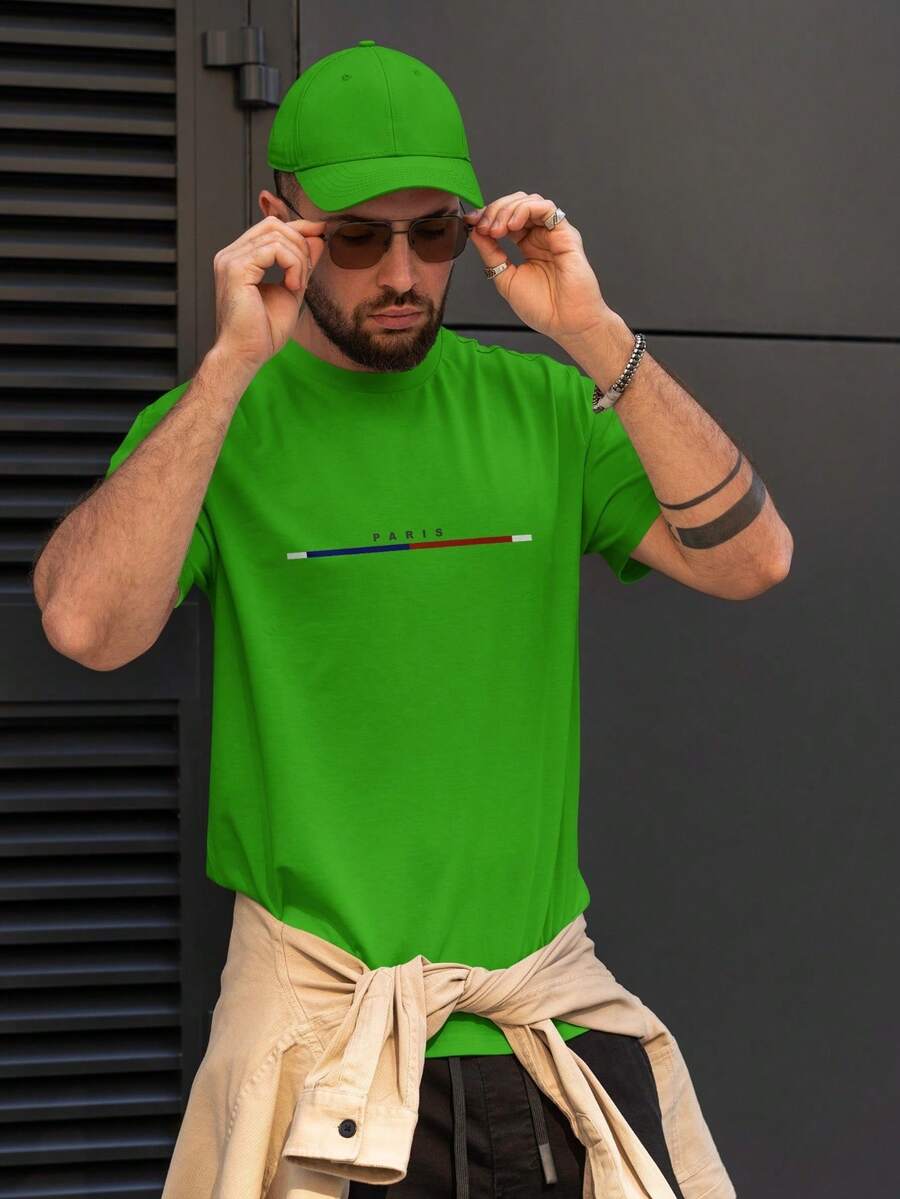 Men's Paris T-Shirt 100% Cotton Size S To Plus Size G3 - 綠旗 - 查看 1