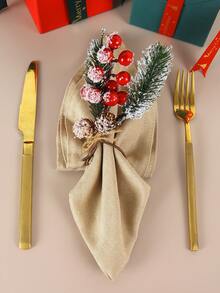 1/4/6/50/100pcs Christmas Red Berry & Pine Cone Napkin Rings, Suitable For Christmas, Weddings, Parties, Holidays, Picnics, Camping, Country Gatherings, Birthday Banquets, Minimalist Napkin Holders - Multicolor - View 9