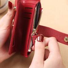 2 件女士短款钱包大容量按扣零钱包双折多功能手提包卡包适合日常使用返校礼物生日礼物女士礼物钱包迷你钱包钱包小钱包可爱钱包