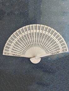 1/10 piezas Abanicos plegables de sándalo con fragancia para baile, diseño hueco de luna y estrella, panal, girasol, abanico de madera como regalo de boda, verano, vacaciones para actividades al aire libre, vacaciones, viajes, accesorios de vestir y regalos, festivales, campamentos - albaricoque - Ver 14