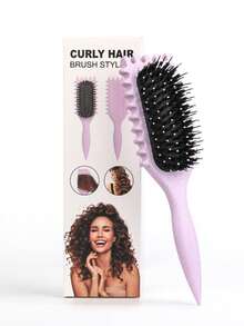 盒装卷发梳，适用于卷发、波浪发和卷曲发 - 顺滑、防毛躁发刷，带清洁工具，轻巧设计，多种颜色，适合干湿发，可吹干，适合家庭、沙龙和旅行造型梳，可轻松塑造卷发并增加卷发丰盈度，Candybrush 出品的发型工具