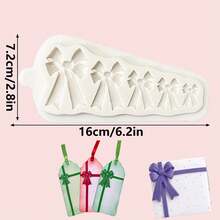 New Christmas Silicone Mold Bow Wreath Christmas Cake Decoration, Large & Small Lamp Post Decor, European Style Doorway, DIY Chocolate Baking Mold - Light Grey - View 16