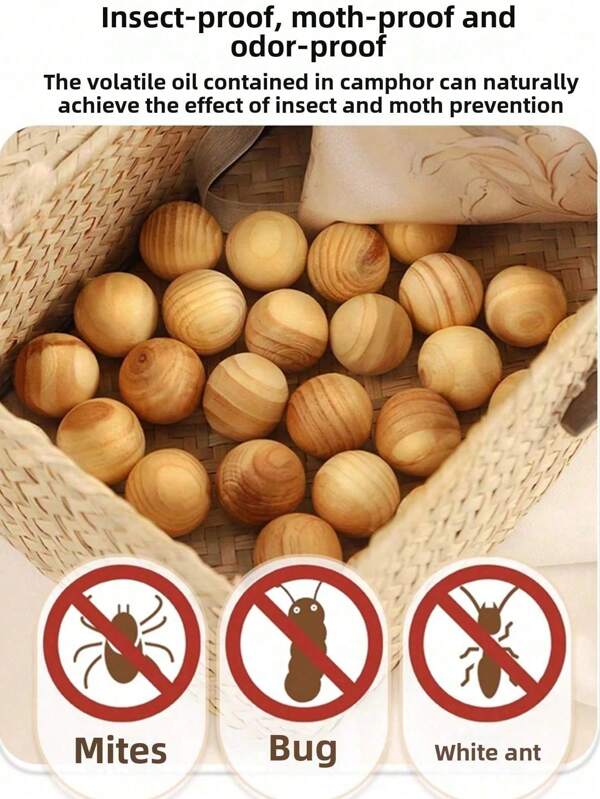 50/10pcs Natural Camphor Balls, Cedar Fragrance Home Closet Moth Repellent, Anti-Mold & Anti-Insect For Bathroom Christmas Stocking Fillers,Gifts,Funny Gifts,Ramadan,Personalised Gift,