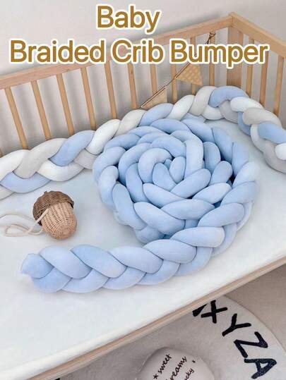 1pc 3-Strand Braided Baby Crib Bumper, Newborn Anti-Collision Soft Pad Nursery Room Decor, Crib Braided Guardrail Cushion, Soft & Thick Collision Pad Decorative Strip, Suitable For Cradle, Changing Table, Stroller, Crib Set