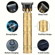Men's Electric Hair Clipper, Wireless Personalized Hair Clipper, Hair Trimming And Styling Tool, With Four Guiding Combs And One Cleaning Brush Included,300mAh