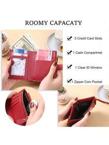 2 件女士短款钱包大容量按扣零钱包双折多功能手提包卡包适合日常使用返校礼物生日礼物女士礼物钱包迷你钱包钱包小钱包可爱钱包