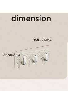 1pc Cream Colored Triple Hook Adhesive Bathroom Wall Hanging Rack, No Drilling Required