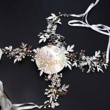 1 pièce Serre-tête/Accessoire pour cheveux tressé à la main de couleur argent, convient pour les mariages et les fêtes