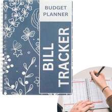 Bill Payment Tracker Notebook With Spiral Binding And Back Pocket – For Financial Tracking Home Finance &Amp; Monthly Bill Payment Organizer (Blue Blossom) - 藍色花朵 - 查看 1