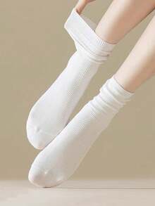 6 Pairs Women Crew Socks, Comfortable Soft Absorbent Vibrant Color Fashion Mid-Calf Socks, Suitable For Back To School