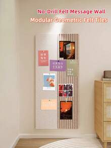 1PC Self-Adhesive Felt Board Wall Decor - Nordic Minimalist Soundproof Pin Board, Reusable Photo Wall & Memo Board For Bedroom/Office, Geometric DIY Background Panel With Noise Reduction, Perfect For Hiding Wall Flaws & Displaying Photos/Notes