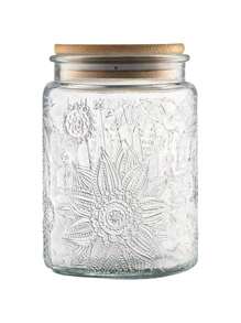 1 pieza Frasco de vidrio retro con tapa, aproximadamente 671.9/900 gramos, botes de almacenamiento de vidrio sellados, recipientes de almacenamiento de alimentos de vidrio, aptos para mostradores de cocina, despensas, frascos decorativos y lindos frascos para café, té, azúcar y dulces