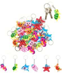 24 piezas - Llaveros de criaturas marinas para fiesta, llaveros de dibujos animados, adecuados para recuerdos de fiesta, artículos de vacaciones, regalos para volver a la escuela, obsequios reutilizables para fiestas de cumpleaños, relleno de bolsas, adornos de fiesta, playa de verano, fiesta de piscina, regalos de vacaciones, Día de la Madre, Graduación