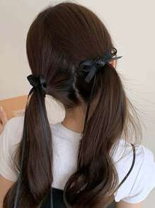 2pcs Sweet Cool Silver Rose Ribbon Hairpins, Delicate Hotties Easily Enhance Attractiveness, School Stuff