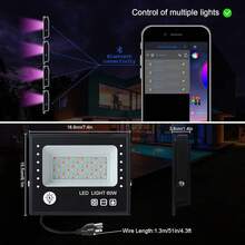 Reflectore Led Exterior RGB 60W 2 Pack, ELEGANTED Luz Lampara para Exterior, Equivalente a 600W con Bluetooth y Control Remoto, IP66, 16 Millones de Colores, Momento, para Jardín Fiesta Halloween - 60 W - Ver 7
