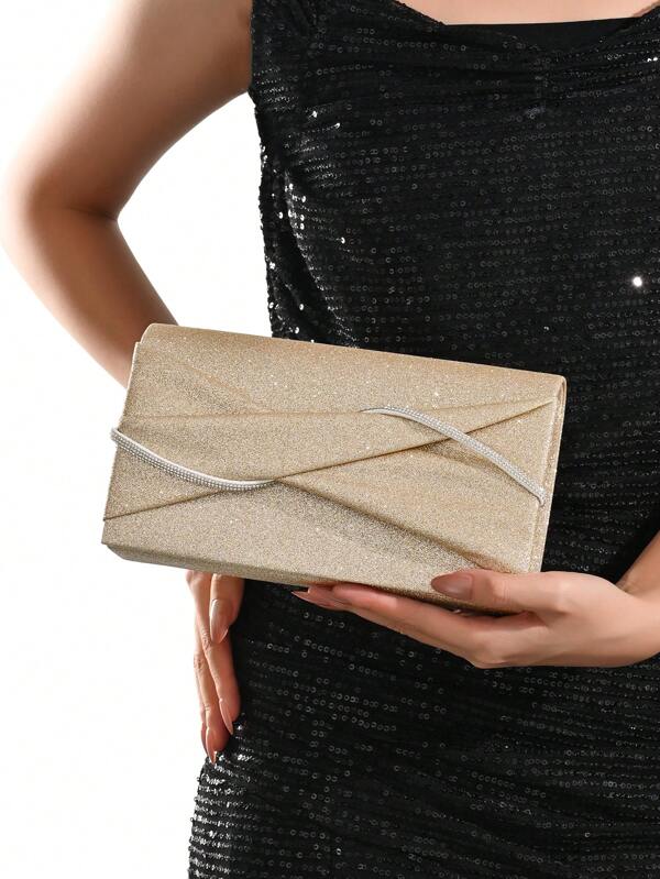 حقيبة كلاتش يدوية، حقيبة كلاتش مسائية للنساء، حقيبة مطوية بحبل كريستال لامع، محفظة مغلفة لامعة لحفلات البنات والنساء، مثالية للحفلات والزفاف والسهرات والعشاء، هدية مثالية للنساء، محفظة عشاء لامعة للكرنفال وحقيبة زفاف للحفلات والسهرات