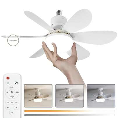 Ventilador de Techo con Control Remoto de Luces 3 Colores,3 Velocidades,Con Función de Temporizador,para Cocina/Baño/Dormitorio, Temporada de regreso a clases