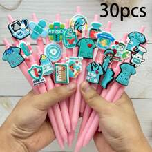 8/15/30pcs Pink Series Medical Pens, Quick Dry Plastic Ballpoint Pens With Medium Tip, Medical Design Neutral Pens Suitable For Nurses And Healthcare Professionals, Fun Office Supply Gift For Coworkers And Team Members,For School Supplies,Back To School