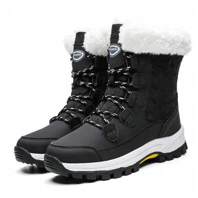 STARNOVO 1双女士白色雪地靴，2025冬季户外雪地鞋，女士保暖加厚高帮踝靴，防滑雪地旅行高帮雪地靴