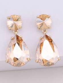 ACEHLN 1 par de pendientes de botón de aleación de zinc con estilo norteamericano con colgante de gota de cristal, pendientes de lujo decorados con diamante de imitación para bodas y ocasiones formales - Estilo 1 - Ver 23