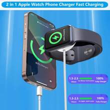 2-In-1 Apple Watch Charger, 2025 Upgraded Apple Watch Charger, Upgraded 2-In-1 Fast I Phone Watch Charger [Apple MFi Certified] 3.3 FT Magnetic Charging Cable Compatible With Apple Watch Series SE/8/7/6/5/4/3/2/1 & I Phone 14 -[3.3FT] White